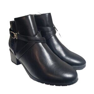 Karen Scott Women Franccess Black Faux Leather Croc Print Ankle Booties Sz 8.5 9